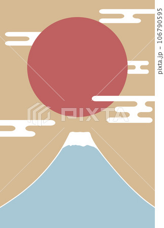 富士山と日の丸の年賀状素材 106790595