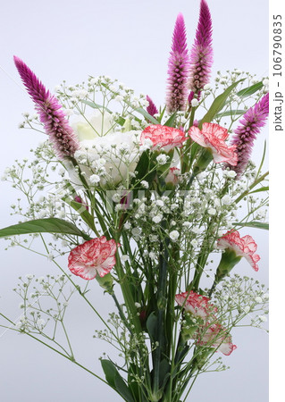 白バックの様々な色の花束 106790835
