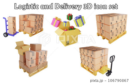 Logistic and delivery clipart element ,3D render logistic concept isolated on white background icon set No.8 106790867