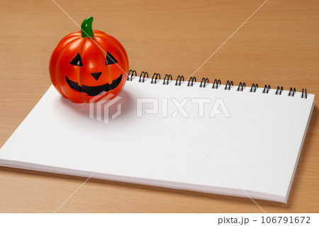 ハロウィンの飾りと白いスケッチブック ハロウィンの飾りと白いスケッチブック 106791672