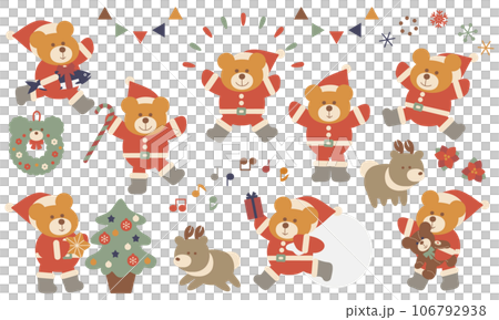 くまサンタのクリスマスイラストセット3 106792938