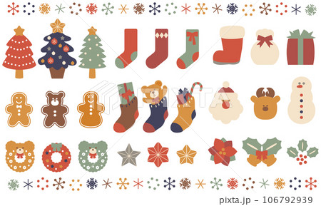 かわいいクリスマスのイラストアイコンセット かわいいクリスマスのイラストアイコンセット 106792939