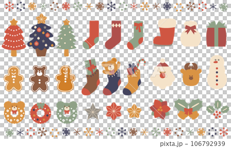 かわいいクリスマスのイラストアイコンセット かわいいクリスマスのイラストアイコンセット 106792939