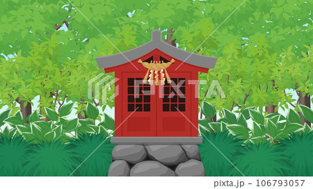 祠のある森の風景_16:9 106793057