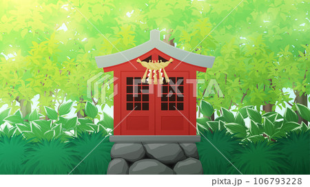 祠のある神秘的な森の風景_16:9 106793228