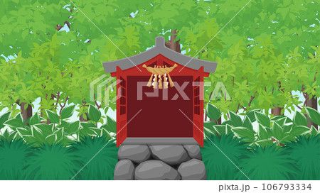 祠のある森の風景_16:9 106793334