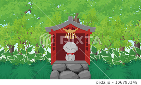 祠のある森の風景_16:9 106793348