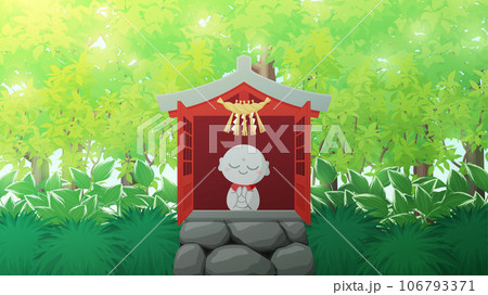 祠のある神秘的な森の風景_16:9 106793371