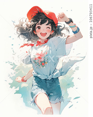 元気に走っている若い女の子 106793411