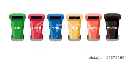 A set of colored containers for separating waste 106793604