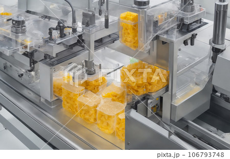 Crispy sweet potato on the conveyor belt in the factory Crispy sweet potato on the conveyor belt in the factory 106793748