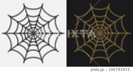 Spider web made of gold chainsのイラスト素材 [106793853] - PIXTA