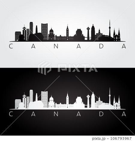 Canada skyline and landmarks silhouette 106793967