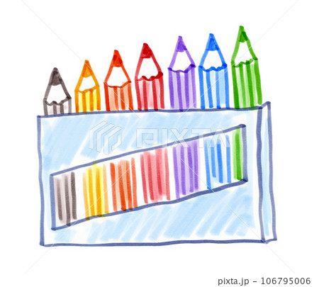 Child drawing of color pencil box 106795006