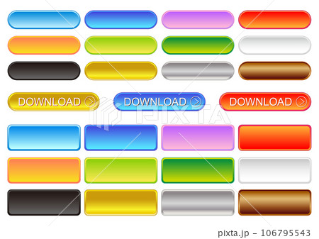 カラフルな角丸四角と楕円のボタンセット 106795543