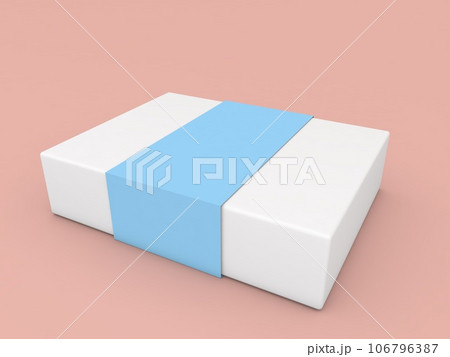 Gift box with ribbon mockup on pink background. Gift box with ribbon mockup on pink background. 106796387
