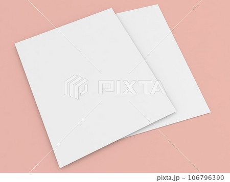 Two sheets of A4 paper on a pink background. Two sheets of A4 paper on a pink background. 106796390