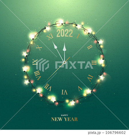 Greeting card with christmas wreath on green wall.  106796602