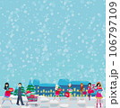 Christmas shopping - group of people shopping in the city - card 106797109