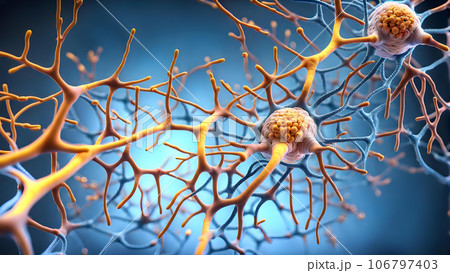 3D illustration of neurons, nerves, medical 106797403