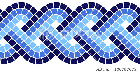 Decorative mosaic border. Ceramic antique stone ornament. Decorative mosaic border. Ceramic antique stone ornament. 106797675