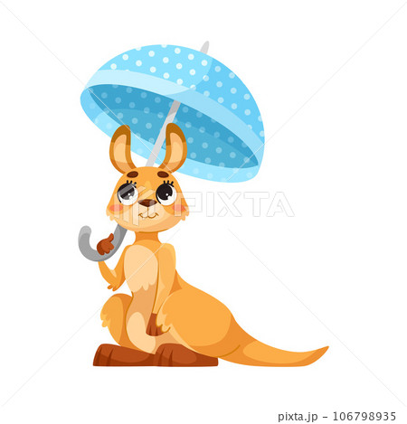 Cute Kangaroo as Australian Animal Character with Umbrella Vector Illustration 106798935