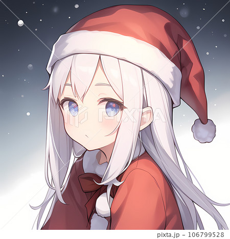背景は黒で女の子のサンタさんがこちらをチラ見しているイラスト 106799528
