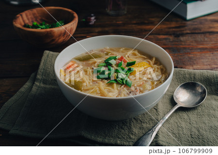 Noodle Soup with Vegetables and Duck Meat Noodle Soup with Vegetables and Duck Meat 106799909