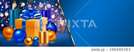 Gift box, candles and balls Gift box, candles and balls 106800363