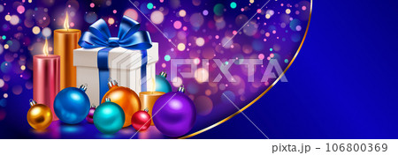 Gift box, candles and balls Gift box, candles and balls 106800369