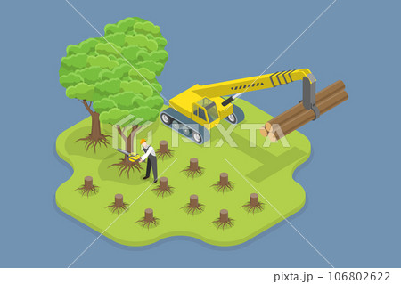 3D Isometric Flat Vector Conceptual Illustration of Deforestation 106802622