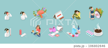 3D Isometric Flat Vector Conceptual Illustration of Menstruation 106802646