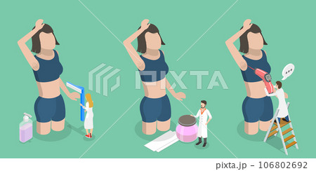 3D Isometric Flat Vector Conceptual Illustration of Armpits Care 106802692