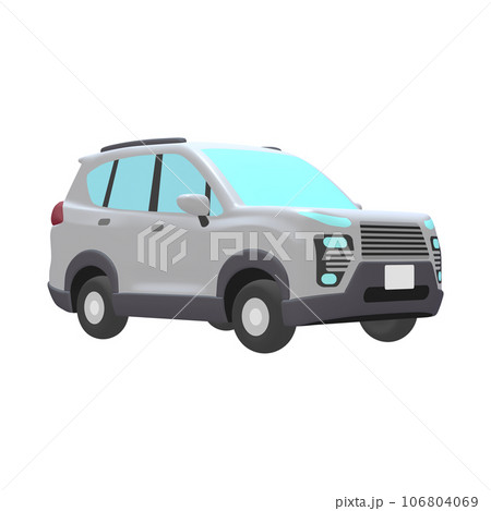 自動車のイラスト素材　デフォルメ　SUV　白（1_4） 106804069