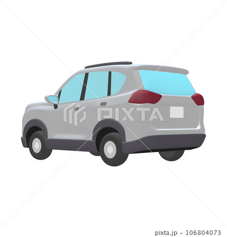 自動車のイラスト素材　デフォルメ　SUV　白（1_8） 106804073
