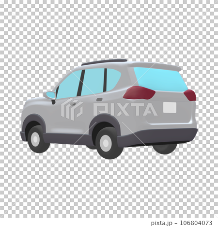 自動車のイラスト素材　デフォルメ　SUV　白（1_8） 106804073