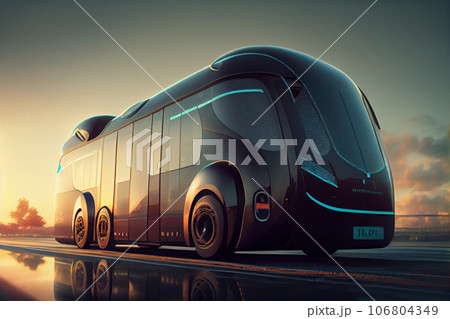 Autonomous electric shuttle bus self driving on street, Smart vehicle concept 106804349