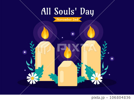 All Souls Day Vector Illustration to Commemorate All Deceased Believers in the Christian Religion with Candles in Flat Cartoon Background Design 106804836