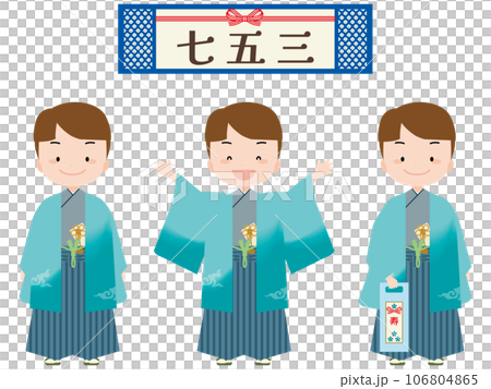 日本の行事・七五三で晴れ着を着て立つ5歳の男の子 106804865