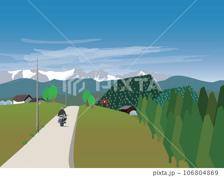 田舎の風景とバイク 106804869