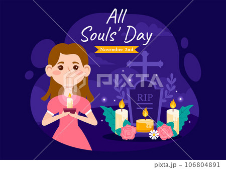 All Souls Day Vector Illustration to Commemorate All Deceased Believers in the Christian Religion with Candles in Flat Kids Cartoon Background Design All Souls Day Vector Illustration to Commemorate All Deceased Believers in the Christian Religion with Candles in Flat Kids Cartoon Background Design 106804891