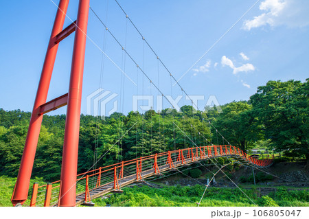 沼尾川親水公園 赤い吊橋 渋川市 沼尾川親水公園 赤い吊橋 渋川市 106805047