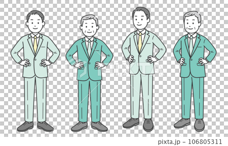 腰に手を当てて自信を見せるビジネスマン 106805311