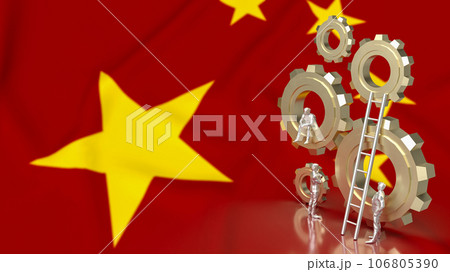 The Business man and gear group on Chinese flag Background 3d rendering The Business man and gear group on Chinese flag Background 3d rendering 106805390