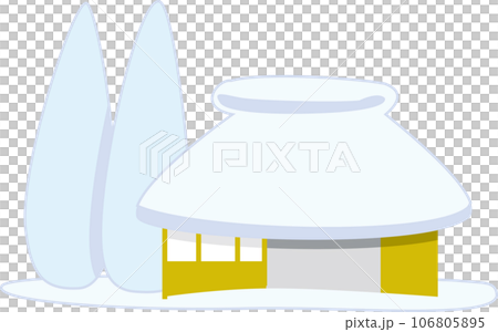 Gassho style house covered with snow 106805895