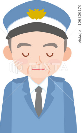 働く人_車両誘導員_施設警備員_制帽を被ったシニア男性_お辞儀をする_上半身 106806176