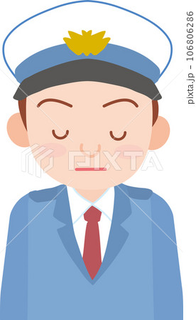 働く人_車両誘導員_施設警備員_白い制帽を被った男性_お辞儀をする_上半身 働く人_車両誘導員_施設警備員_白い制帽を被った男性_お辞儀をする_上半身 106806286