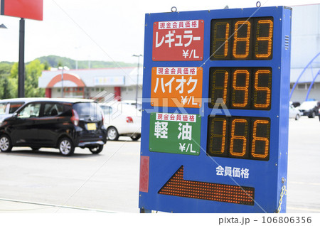 ガソリンスタンドの価格表示 106806356