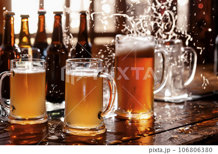 Glasses Of Beer On The Bar 106806380