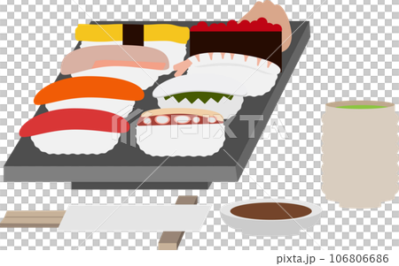 茶杯裡的壽司和茶的插圖 茶杯裡的壽司和茶的插圖 106806686